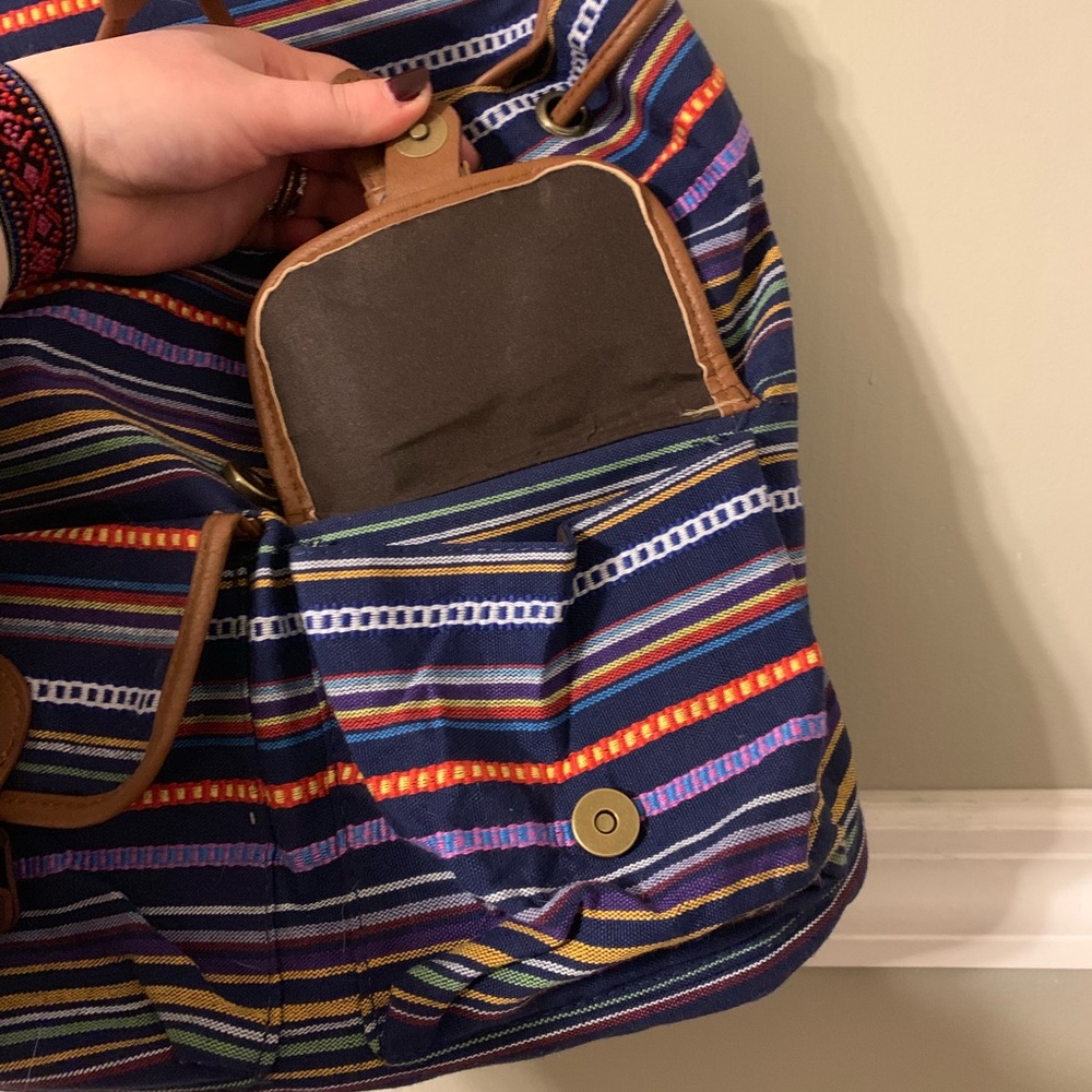 Multi Colored Striped/Pleather Backpack! - image 4